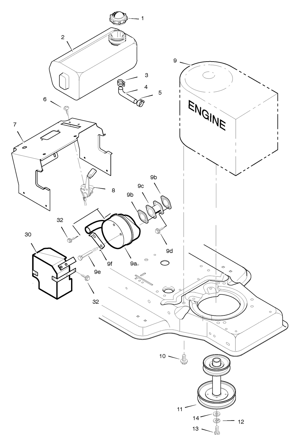 Engine Mount Diagram and Parts List for 387002X92D 2005 Briggs and Stratton Lawn Tractor